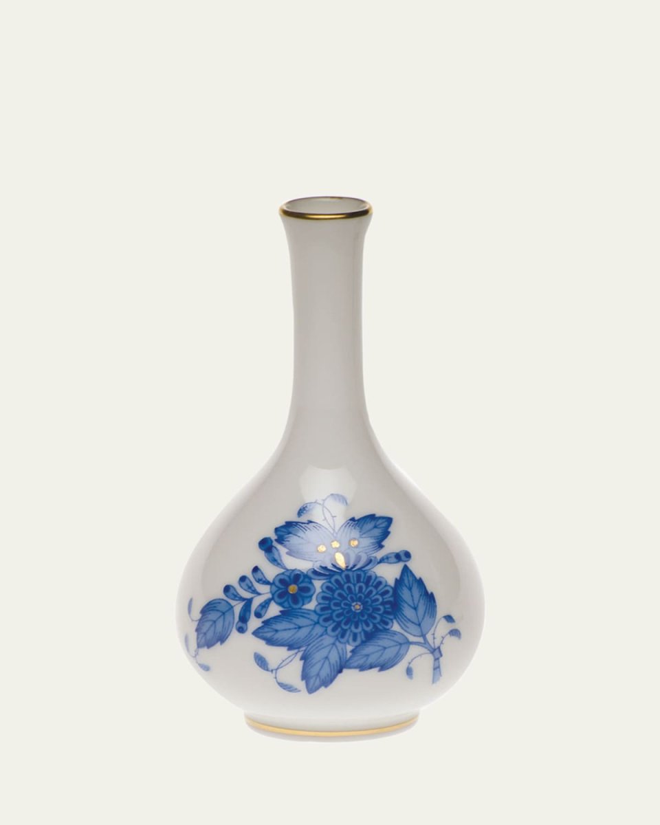Chinese Bouquet Blue Small Bud Vase